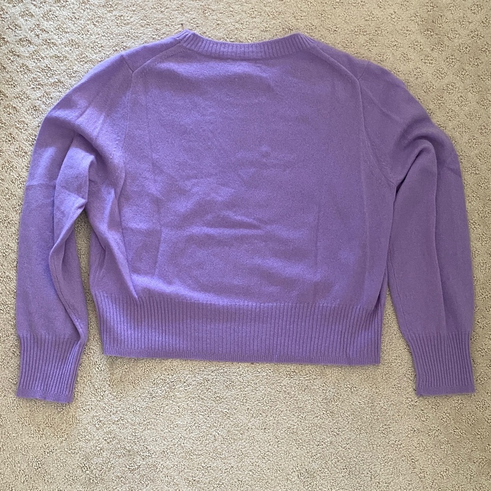 J. Crew Women's Lavender 100% cashmere cropped Crew Neck Sweater NWOT size XL - Picture 3 of 4